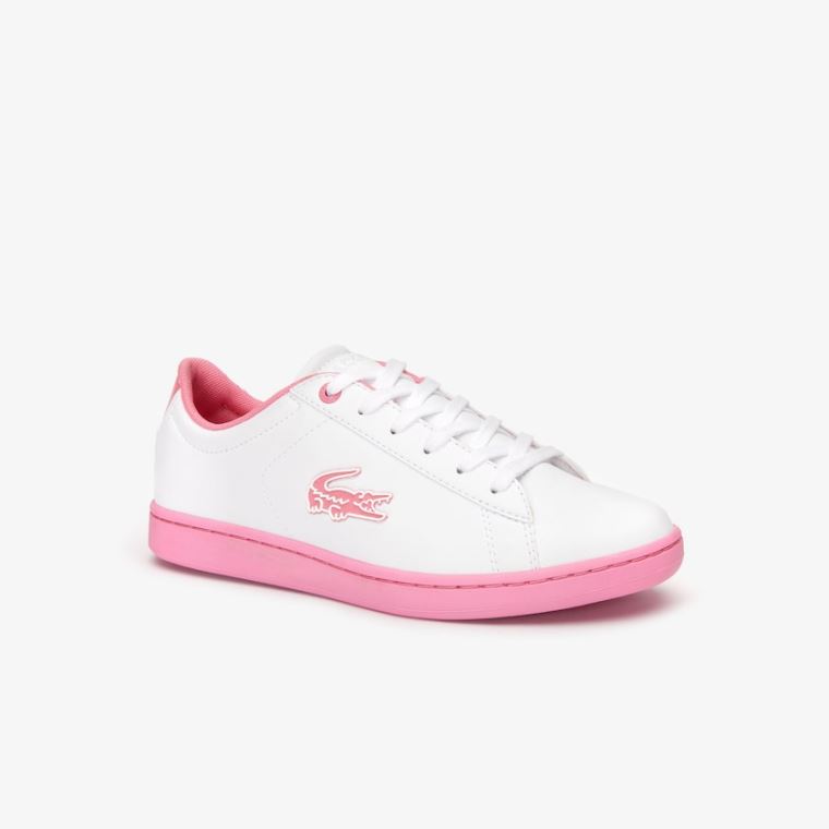 Lacoste Carnaby Evo Csipke-up Szintetikus Sneakers Fehér Rózsaszín | TQ1cWZKI