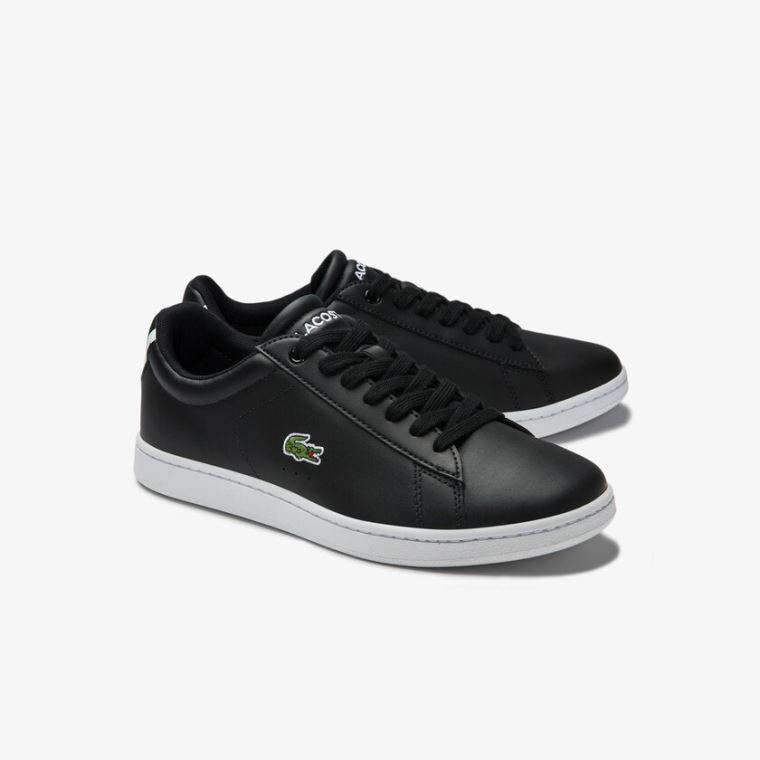 Lacoste Carnaby Evo Mesh-lined Bőr Sneakers Fekete | 3Qe4QMvV