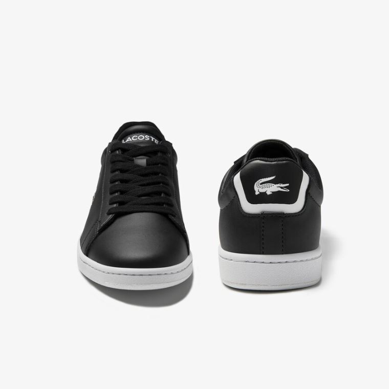 Lacoste Carnaby Evo Mesh-lined Bőr Sneakers Fekete | 3Qe4QMvV