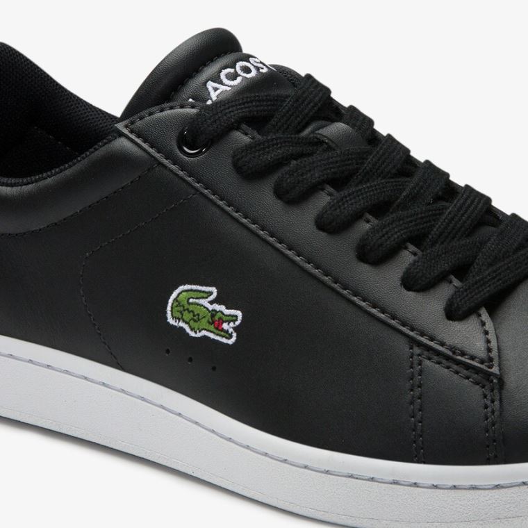 Lacoste Carnaby Evo Mesh-lined Bőr Sneakers Fekete | 3Qe4QMvV