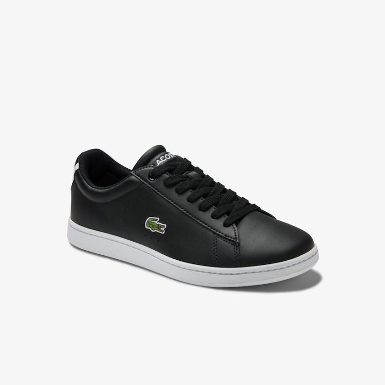 Lacoste Carnaby Evo Mesh-lined Bőr Sneakers Fekete | 3Qe4QMvV