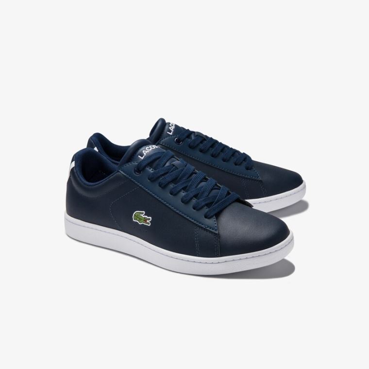 Lacoste Carnaby Evo Mesh-lined Bőr Sneakers Sötétkék | bp5zCcvi