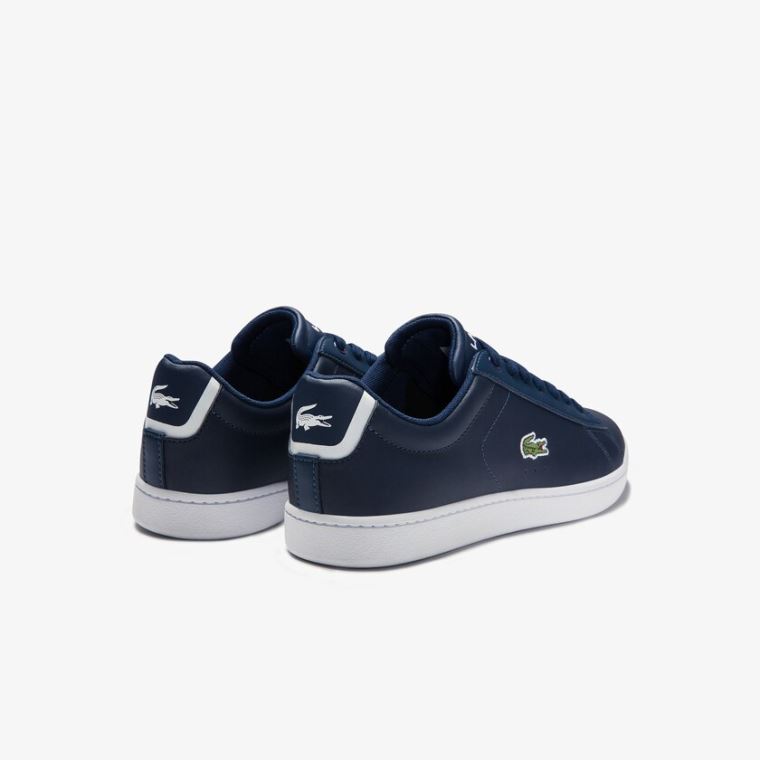 Lacoste Carnaby Evo Mesh-lined Bőr Sneakers Sötétkék | bp5zCcvi