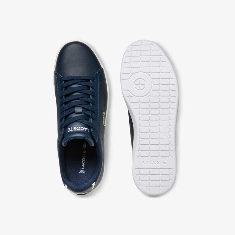 Lacoste Carnaby Evo Mesh-lined Bőr Sneakers Sötétkék | bp5zCcvi