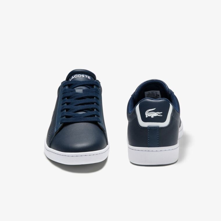 Lacoste Carnaby Evo Mesh-lined Bőr Sneakers Sötétkék | bp5zCcvi