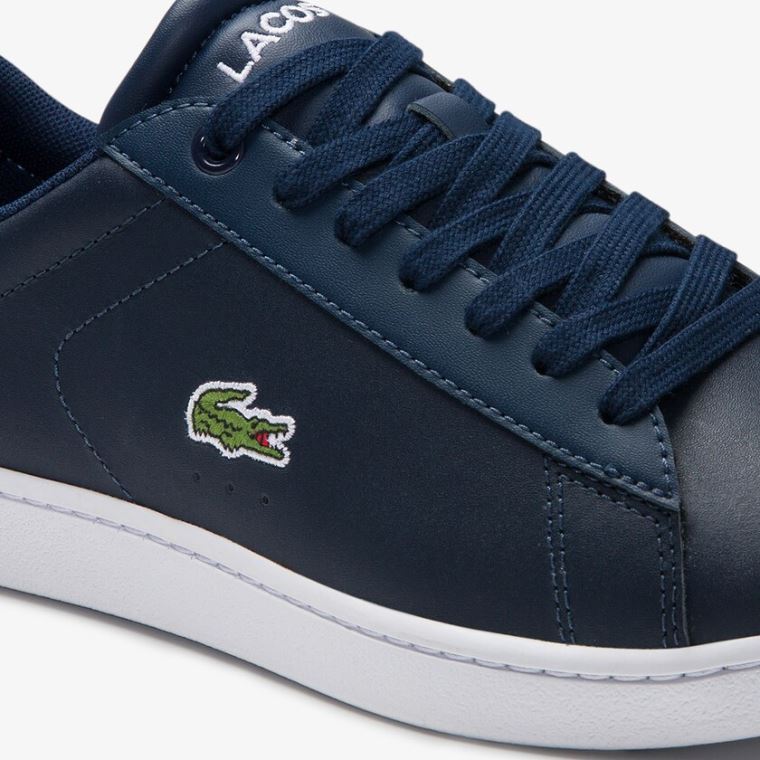 Lacoste Carnaby Evo Mesh-lined Bőr Sneakers Sötétkék | bp5zCcvi