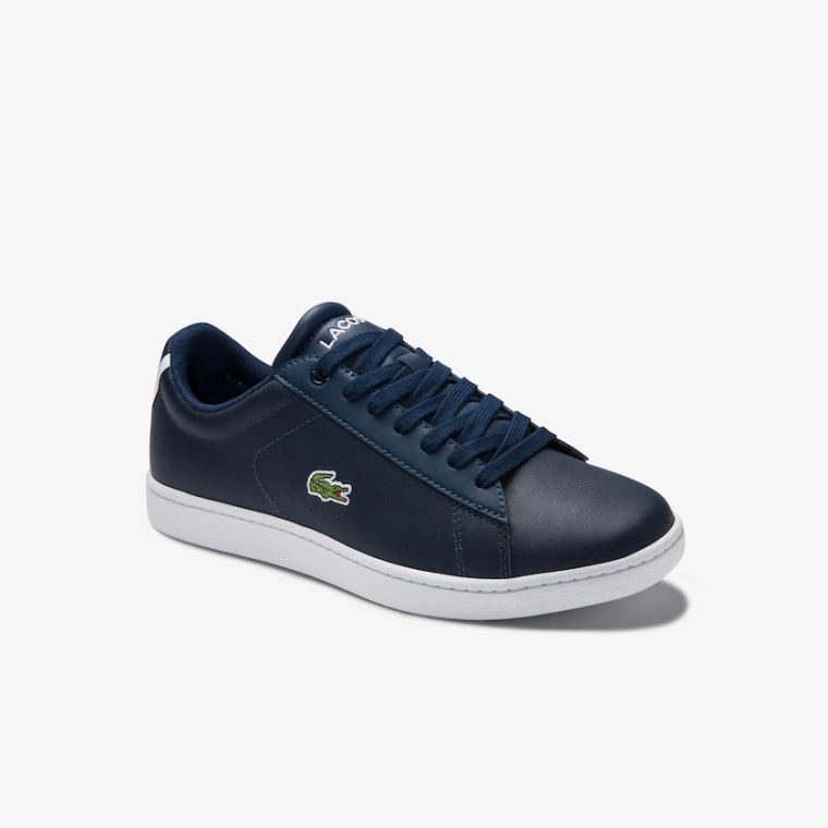 Lacoste Carnaby Evo Mesh-lined Bőr Sneakers Sötétkék | bp5zCcvi