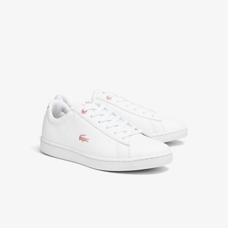 Lacoste Carnaby Evo Metallic Accent Sneakers Fehér Rózsaszín | DrgChbAf