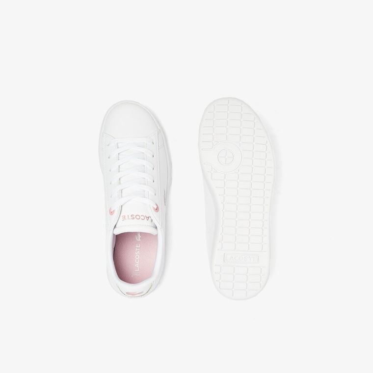 Lacoste Carnaby Evo Metallic Accent Sneakers Fehér Rózsaszín | DrgChbAf