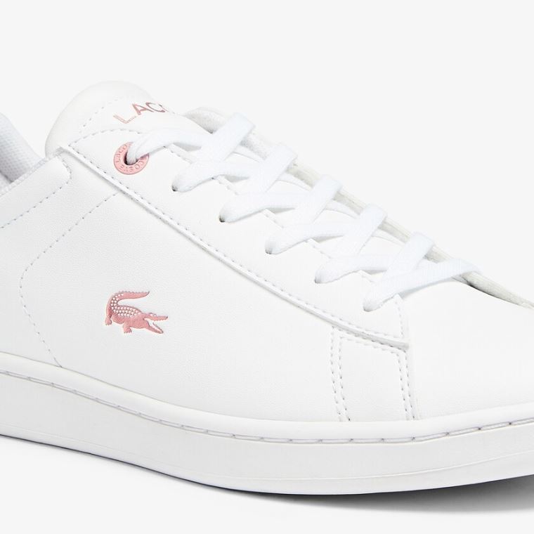 Lacoste Carnaby Evo Metallic Accent Sneakers Fehér Rózsaszín | DrgChbAf