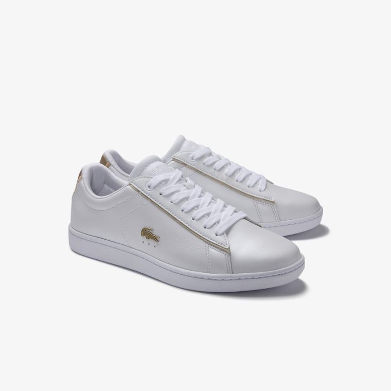 Lacoste Carnaby Evo Satin and Bőr Sneakers Fehér | 9FpMq0Ov