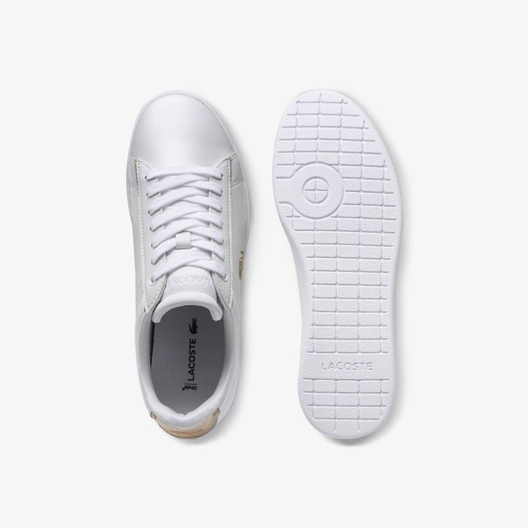 Lacoste Carnaby Evo Satin and Bőr Sneakers Fehér | 9FpMq0Ov