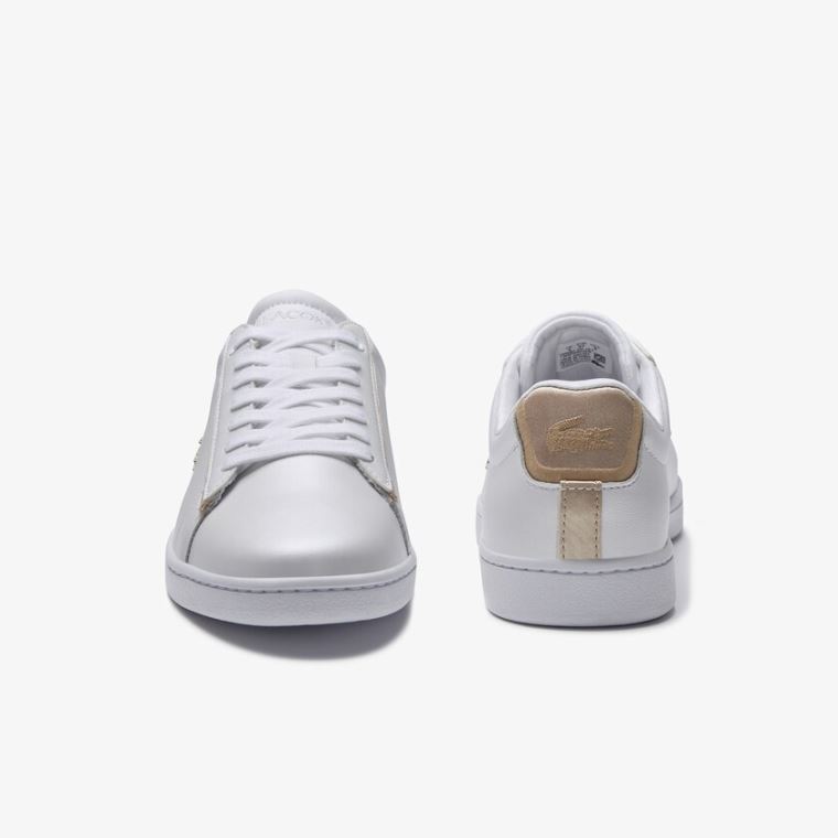 Lacoste Carnaby Evo Satin and Bőr Sneakers Fehér | 9FpMq0Ov