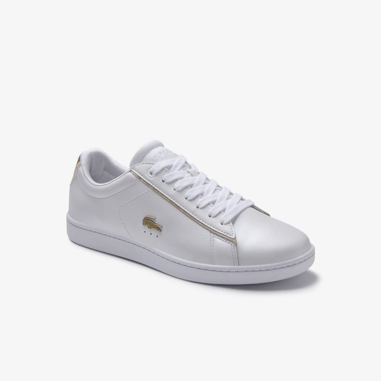 Lacoste Carnaby Evo Satin and Bőr Sneakers Fehér | 9FpMq0Ov