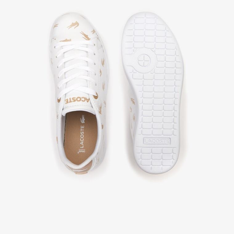 Lacoste Carnaby Metallic Crocodile Sneaker Fehér Arany | Qn6Snvqh