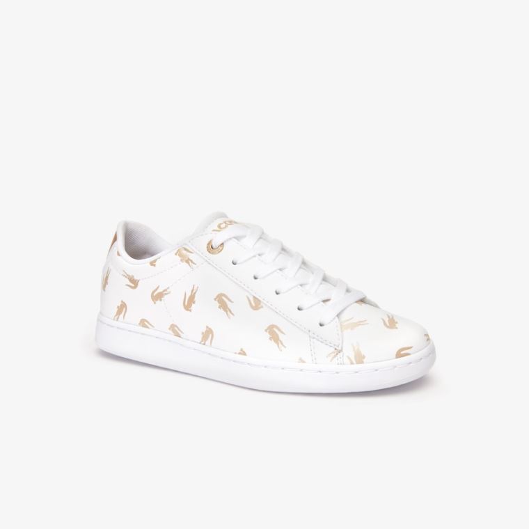 Lacoste Carnaby Metallic Crocodile Sneaker Fehér Arany | Qn6Snvqh