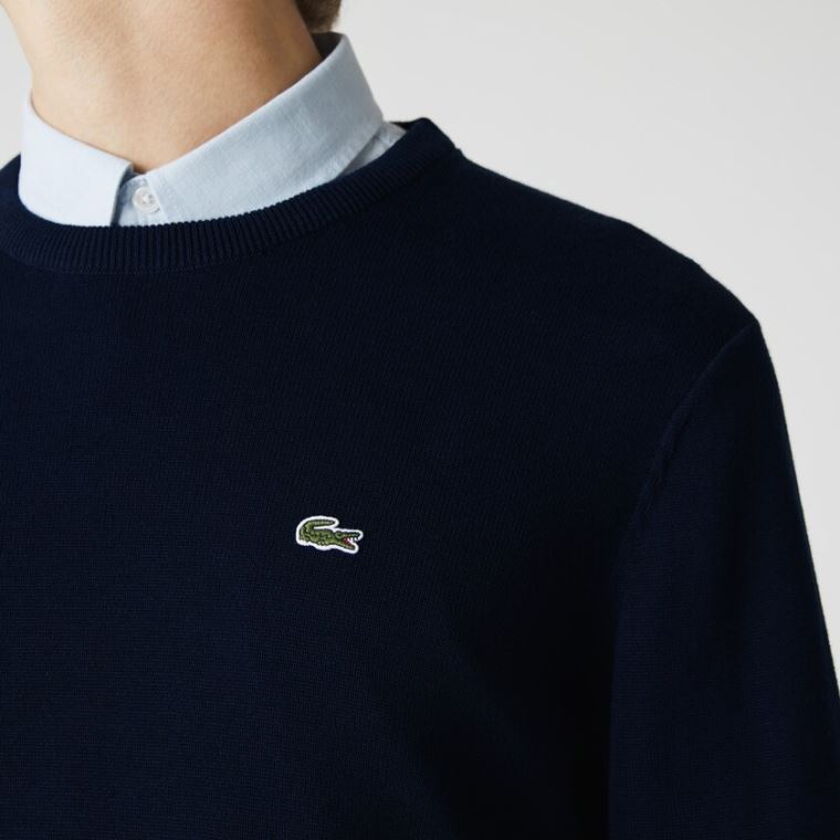 Lacoste Caviar Piqué Accent Pulóver Sötétkék Kék Fehér Sötétkék Kék | 6OdWdqGD