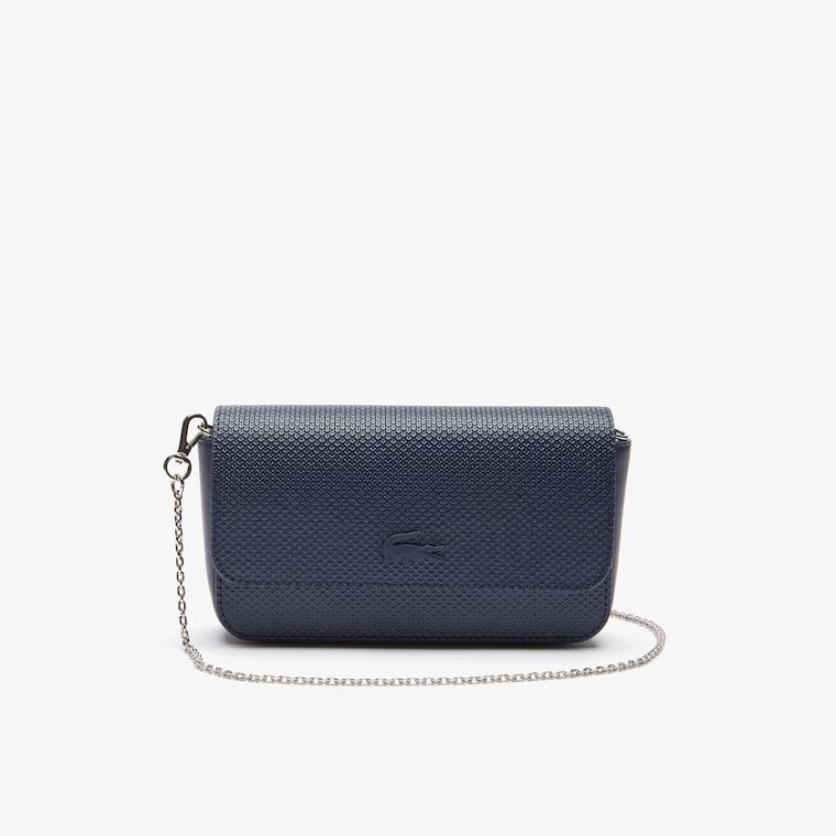 Lacoste Chantaco Matte Piqué Bőr Flap Belt Bag Sötétsötétkék | vqKRMQkp