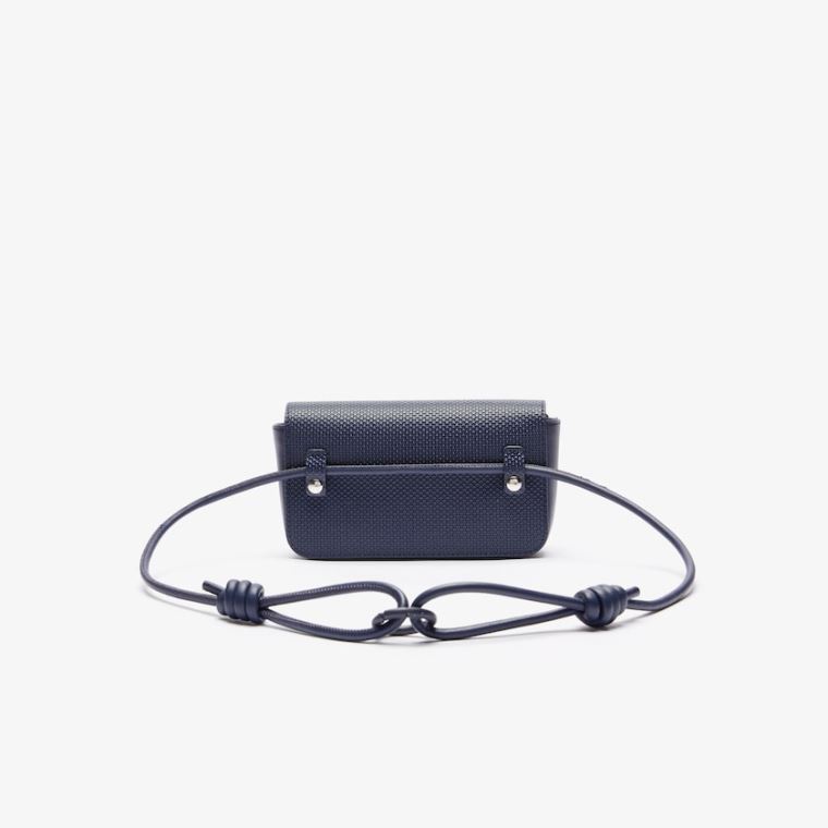 Lacoste Chantaco Matte Piqué Bőr Flap Belt Bag Sötétsötétkék | vqKRMQkp