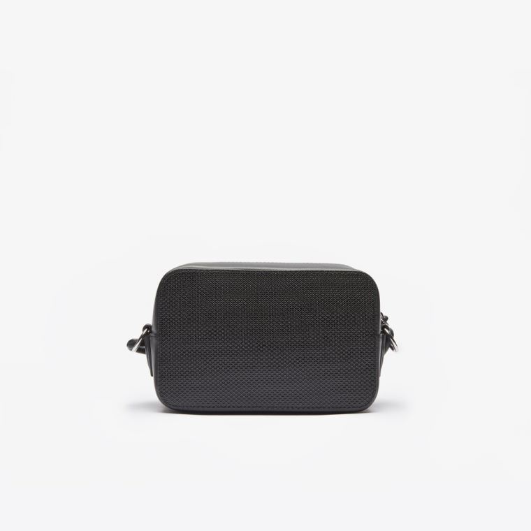 Lacoste Chantaco Matte Piqué Bőr Shoulder Bag Fekete | IIY9wBpD