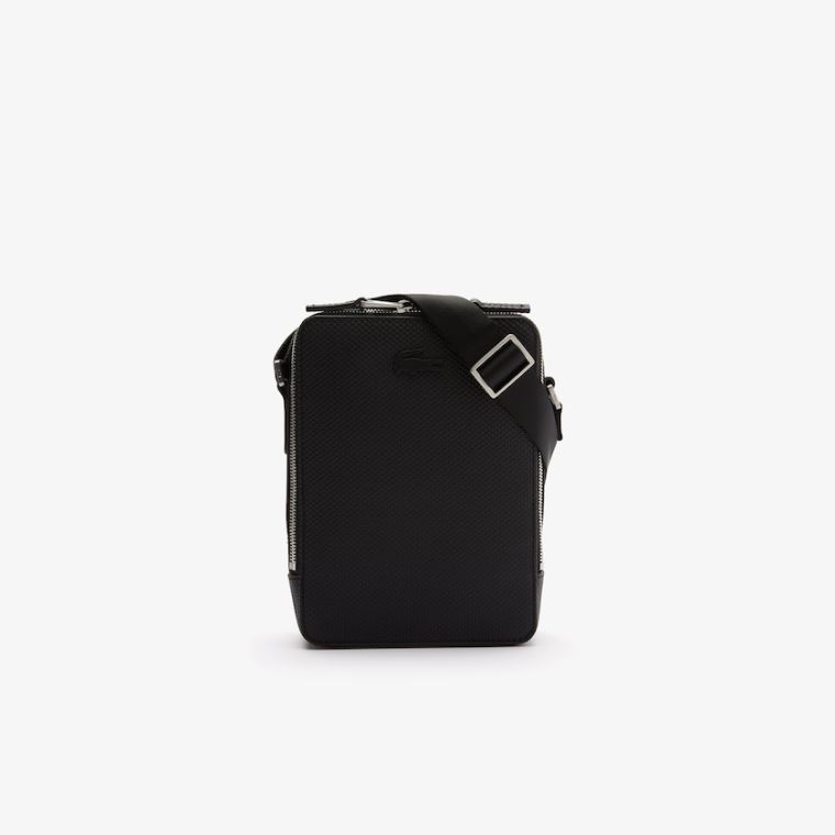 Lacoste Chantaco Matte Stitched Bőr Vertical Camera Bag Fekete | x9QRJSyt