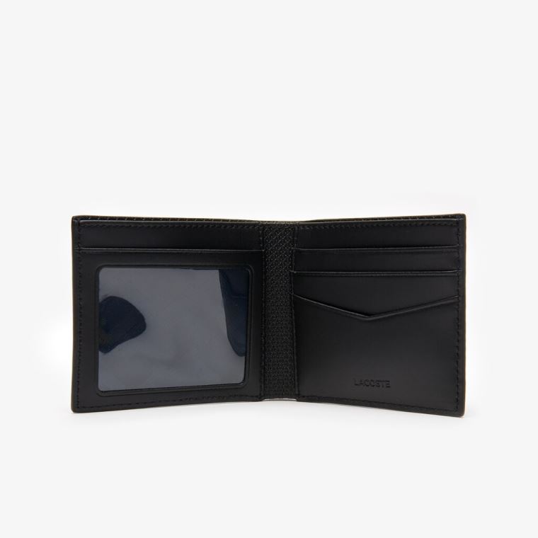 Lacoste Chantaco Piqué Bőr 3 Card Wallet Fekete | MHX7IVXu