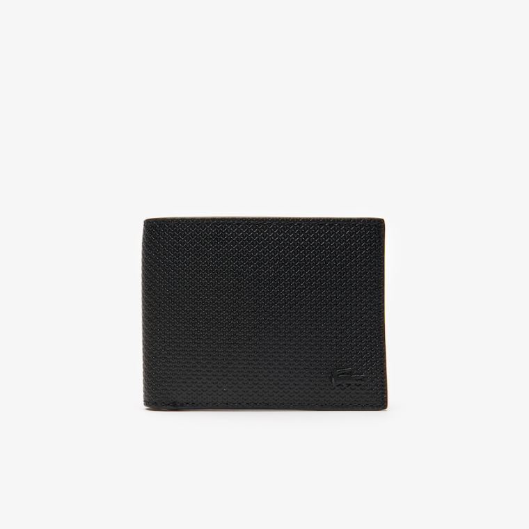 Lacoste Chantaco Piqué Bőr 3 Card Wallet Fekete | MHX7IVXu