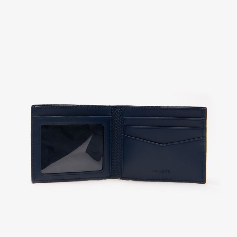 Lacoste Chantaco Piqué Bőr 3 Card Wallet Sötétkék | Y64HM59x