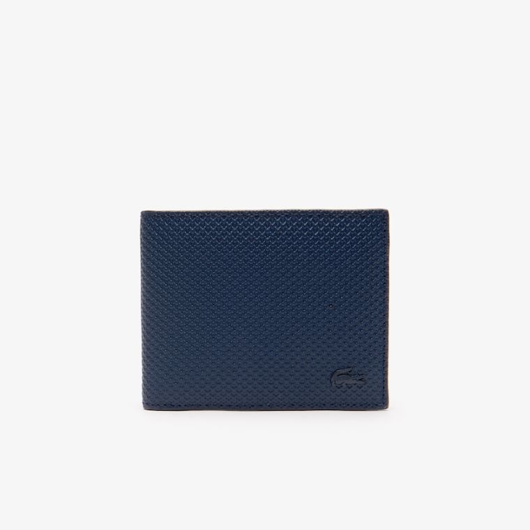 Lacoste Chantaco Piqué Bőr 3 Card Wallet Sötétkék | Y64HM59x