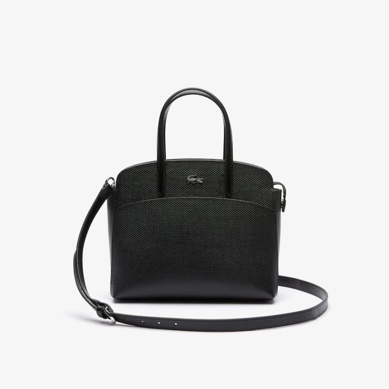 Lacoste Chantaco Piqué Bőr Handbag Fekete | Fxxgbhuv