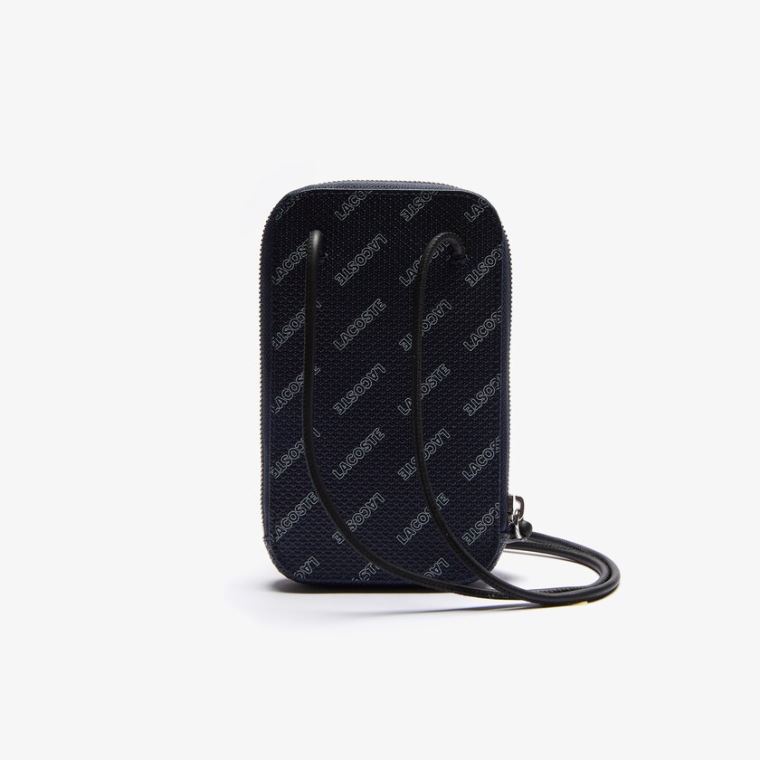 Lacoste Chantaco Signature Piqué Bőr Smartphone Neck Pouch Sötétkék Kék Fehér Fekete | GsZdWIxx