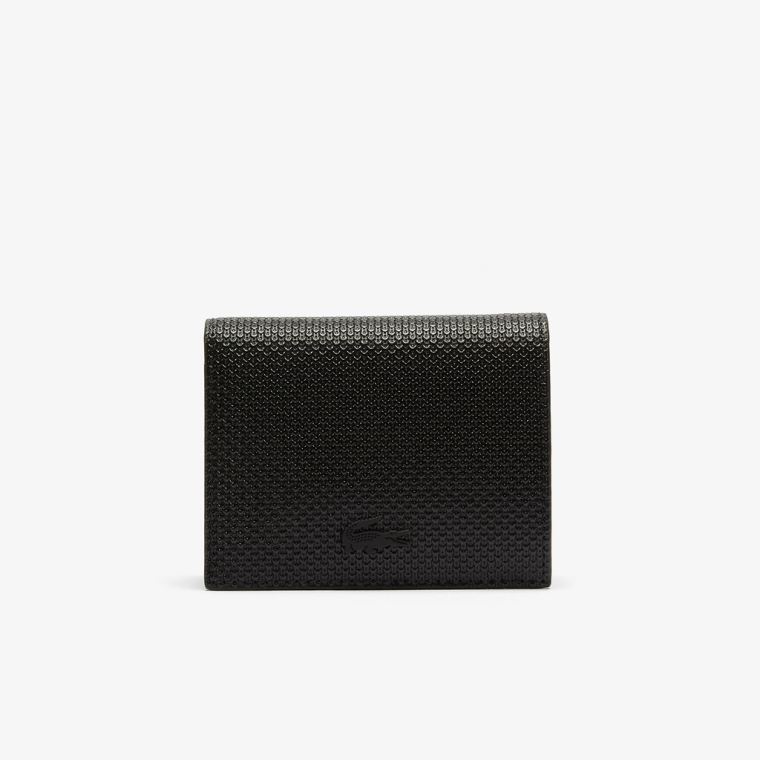 Lacoste Chantaco Small Piqué Bőr Snap Wallet Fekete | R7FkV3YB