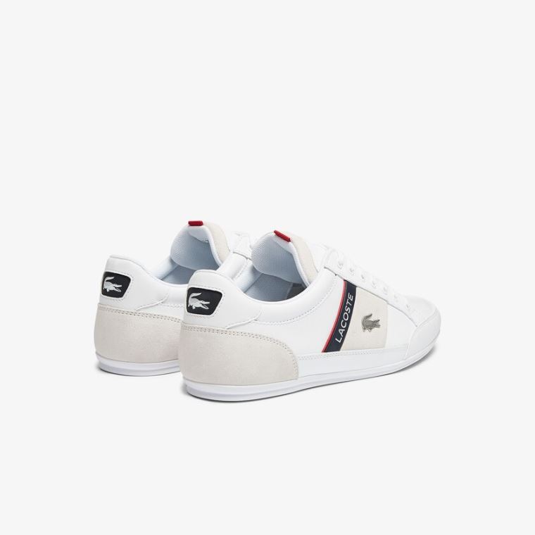 Lacoste Chaymon Bőr and Velúr Sneakers Fehér Sötétkék | sWRoMugB