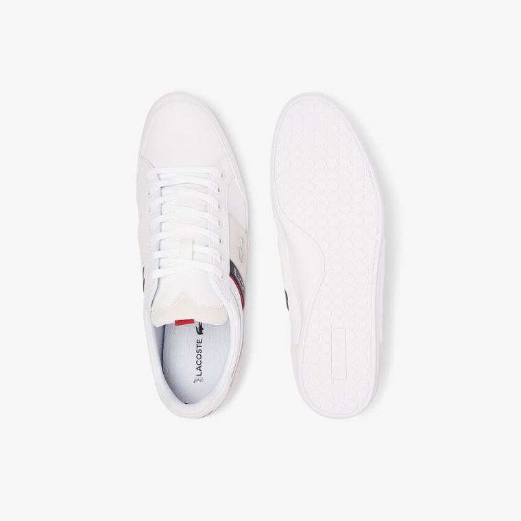 Lacoste Chaymon Bőr and Velúr Sneakers Fehér Sötétkék | sWRoMugB