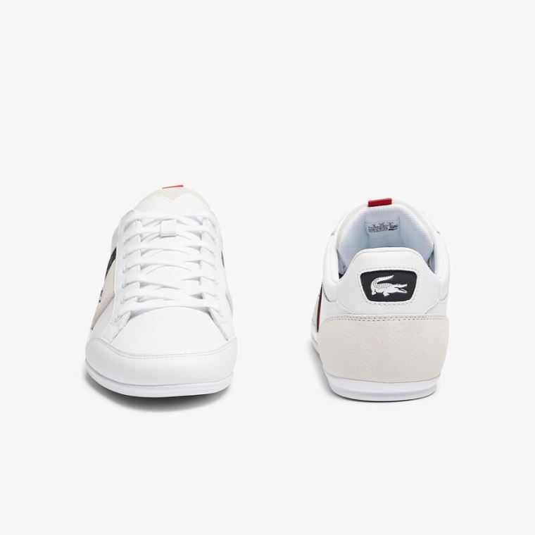 Lacoste Chaymon Bőr and Velúr Sneakers Fehér Sötétkék | sWRoMugB