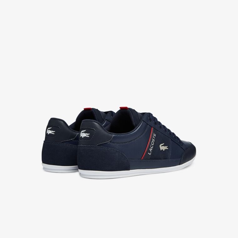 Lacoste Chaymon Bőr and Velúr Sneakers Sötétkék Fehér | OThHb2LL