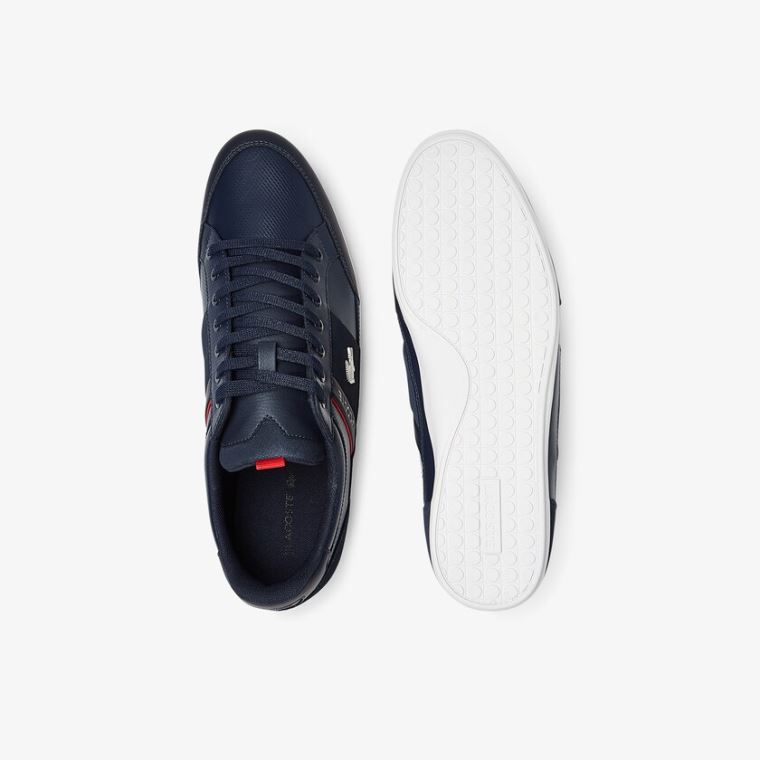 Lacoste Chaymon Bőr and Velúr Sneakers Sötétkék Fehér | OThHb2LL