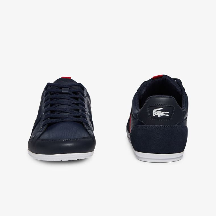 Lacoste Chaymon Bőr and Velúr Sneakers Sötétkék Fehér | OThHb2LL