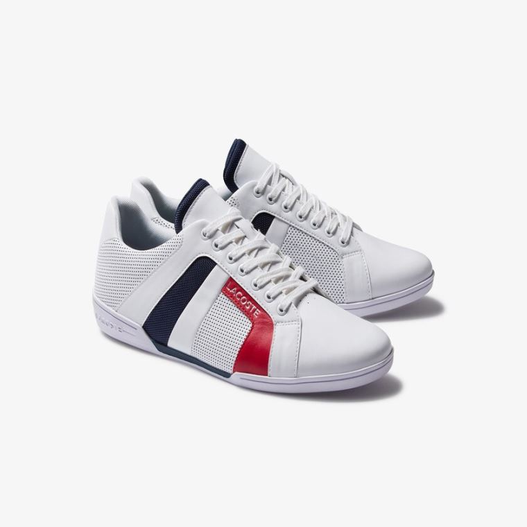 Lacoste Chaymon Club Bőr and Mesh Sneakers Fehér Sötétkék | 2hFZBQUr