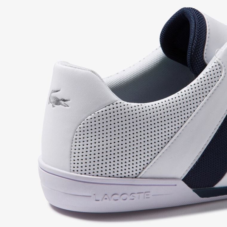 Lacoste Chaymon Club Bőr and Mesh Sneakers Fehér Sötétkék | 2hFZBQUr