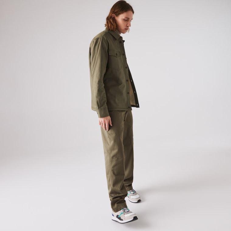 Lacoste Chevron Textured Pamut Cargo Pants Khaki Zöld | f9oGnEw9