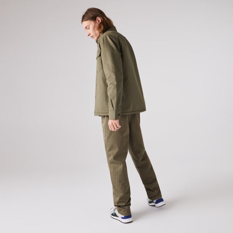 Lacoste Chevron Textured Pamut Cargo Pants Khaki Zöld | f9oGnEw9