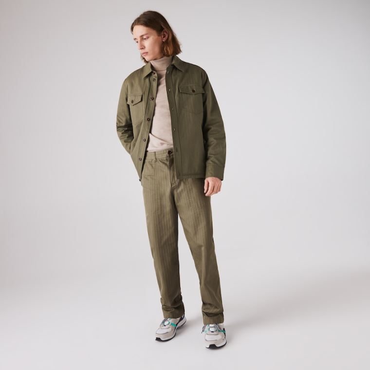 Lacoste Chevron Textured Pamut Cargo Pants Khaki Zöld | f9oGnEw9