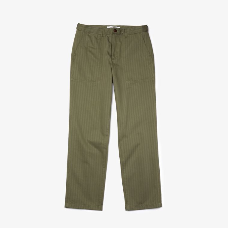 Lacoste Chevron Textured Pamut Cargo Pants Khaki Zöld | f9oGnEw9