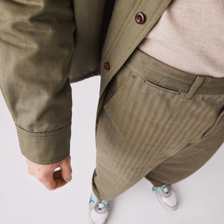 Lacoste Chevron Textured Pamut Cargo Pants Khaki Zöld | f9oGnEw9