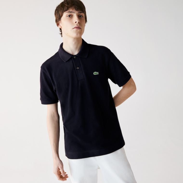 Lacoste Classic Fit Organic Pamut Piqué Polo Sötétkék Kék | 284KMZFh