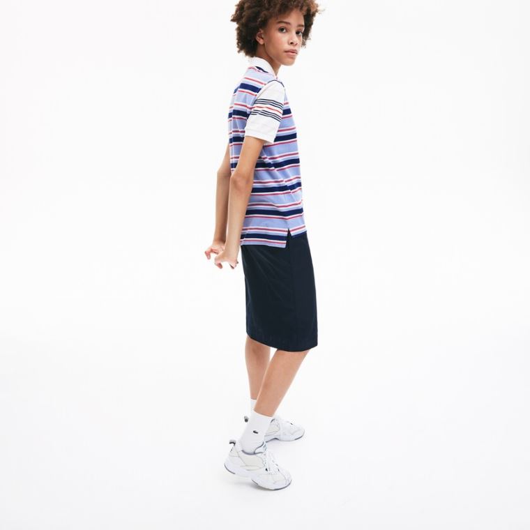 Lacoste Classic Fit Striped Pamut Polo Shirt Lila Sötétkék Kék Fehér Piros Világos Rózsaszín | fUFuBQZe