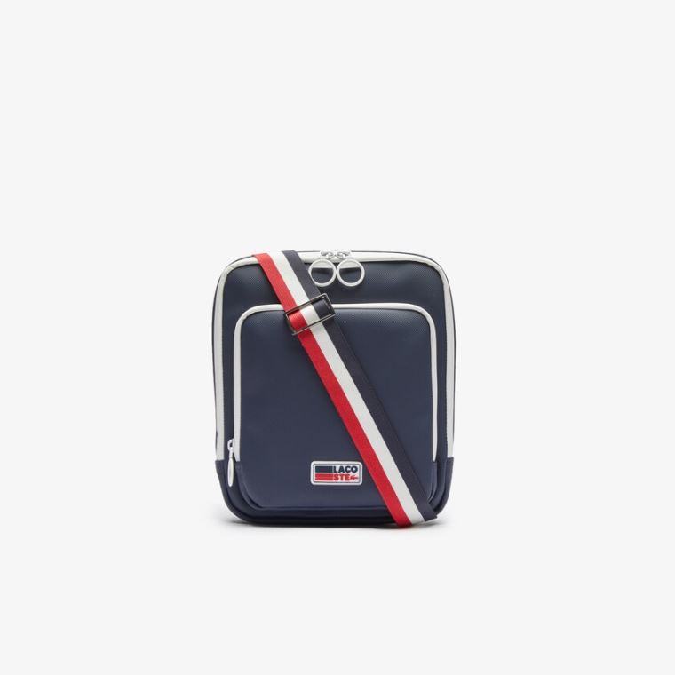 Lacoste Classic Tricolour Shoulder Pántos And Badge Crossbody Bag Sötétkék Kék Fehér Piros | Arrju5Hk