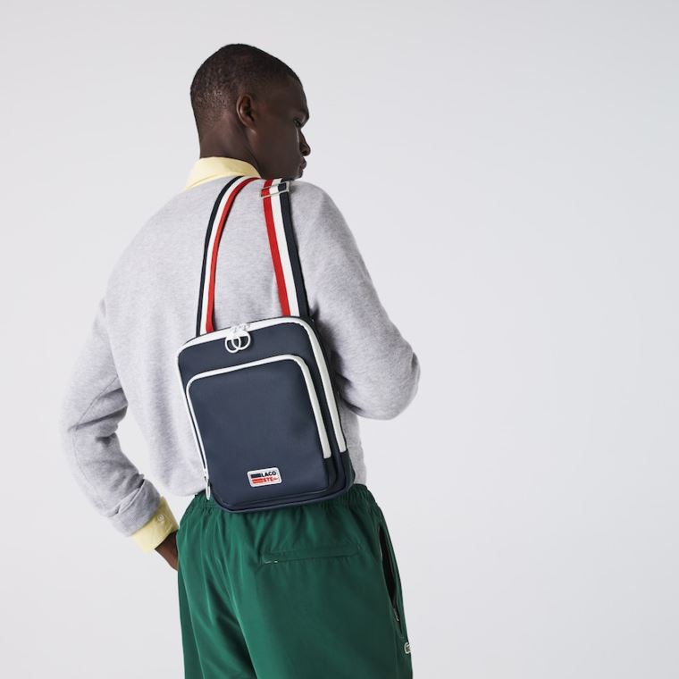 Lacoste Classic Tricolour Shoulder Pántos And Badge Crossbody Bag Sötétkék Kék Fehér Piros | Arrju5Hk