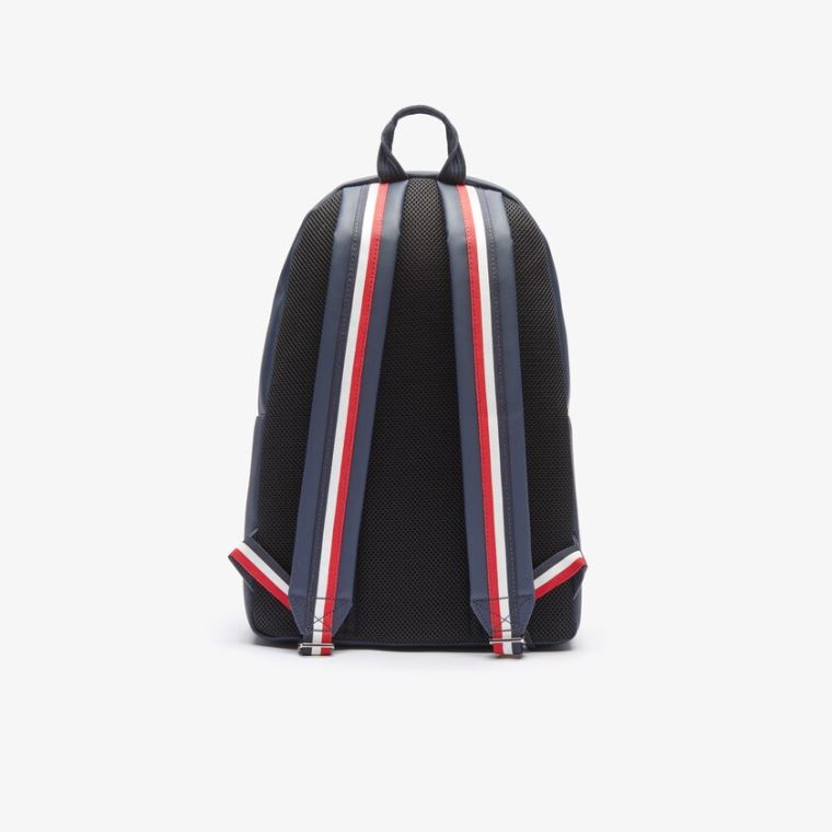 Lacoste Classic Tricolour Straps Backpack Sötétkék Kék Fehér Piros | K7KeYNxv